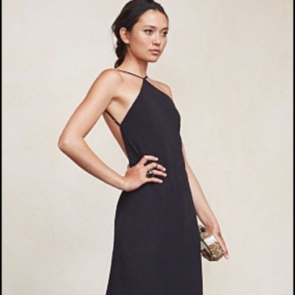 Reformation Fleur Dress in Dark Navy